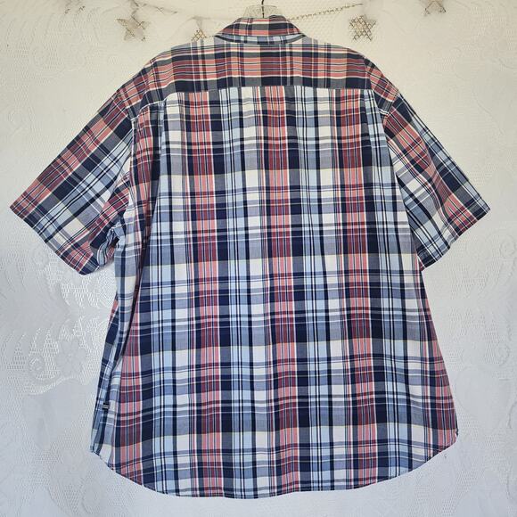 Nautica Mens XLarge Sea Voyage Plaid Classic Button Up Shirt Cotton Patriotic - Picture 2 of 11